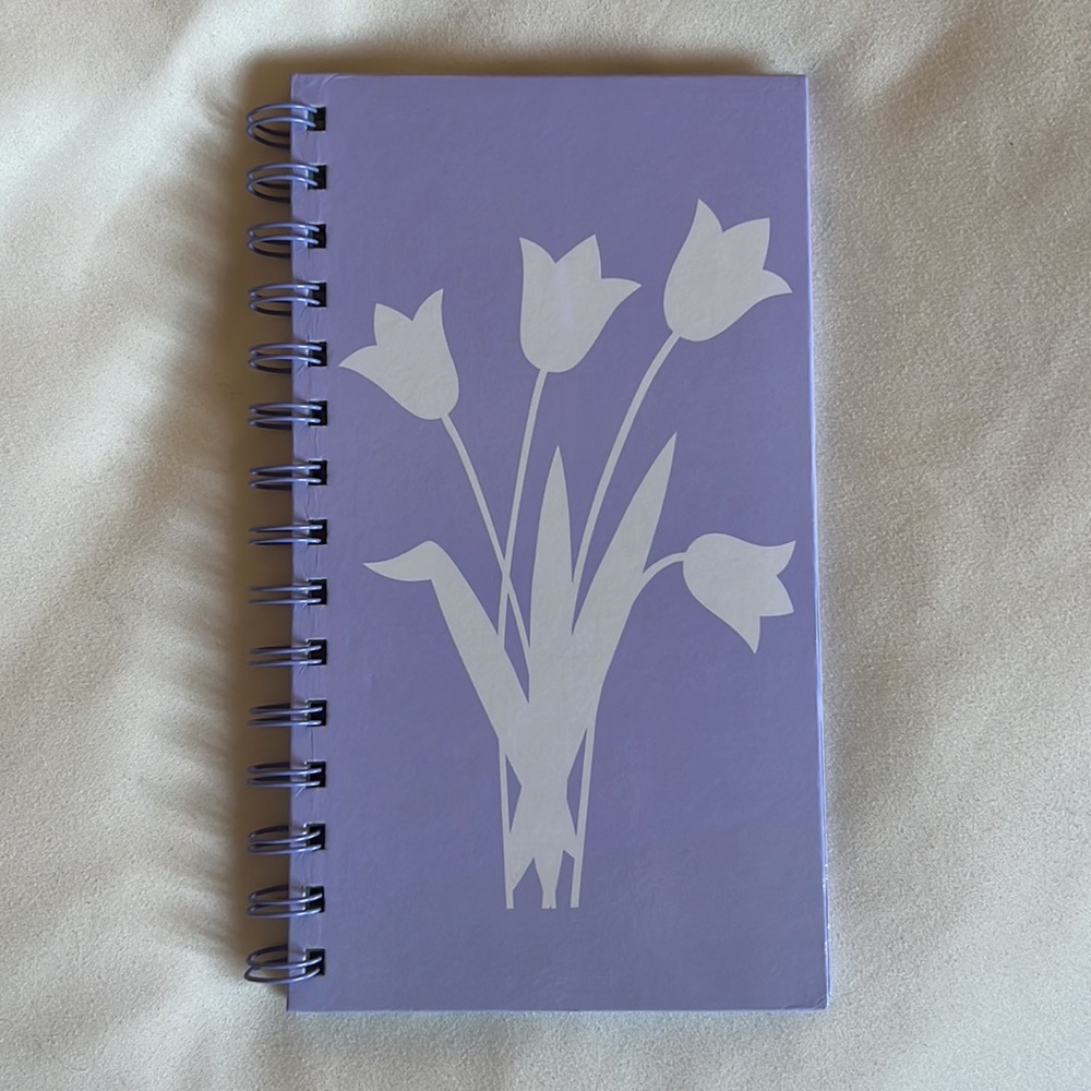 (Perfect Sized!) NEW • Spiral Address Book • Lilac Purple + White Floral Design